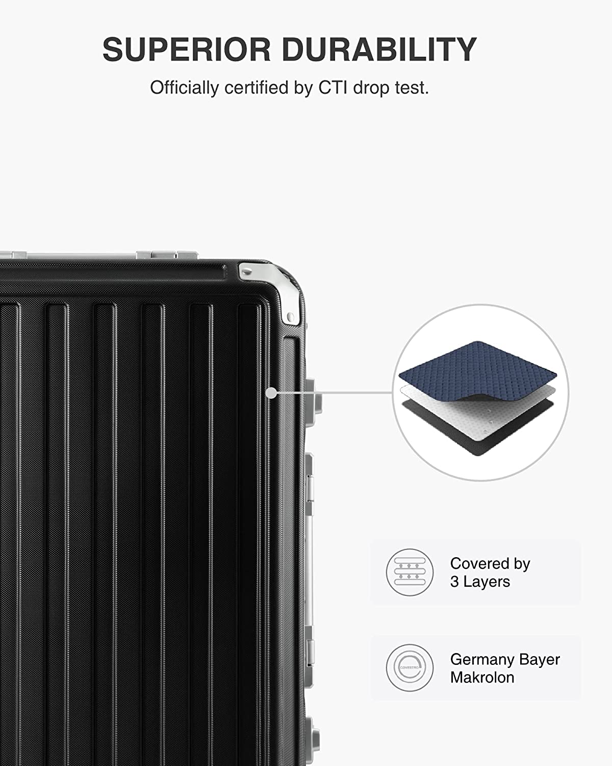 LUGGEX Hard Shell Carry On Luggage with Aluminum Frame - 100% PC No Zipper Suitcase - 4 Metal Corner Hassle-Free Travel (Hard Case Suitcase) - Image 4
